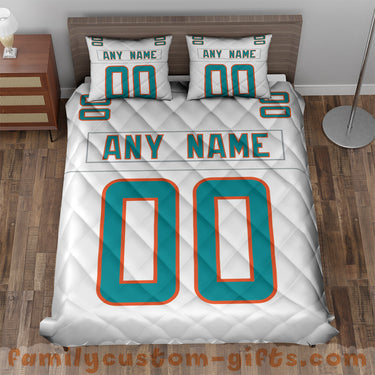 Custom Quilt Sets Miami Jersey Personalized Football Premium Quilt Bedding for Boys Girls Men Women